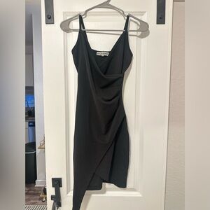 Almost Famous Black Draped Mini Slip Dress